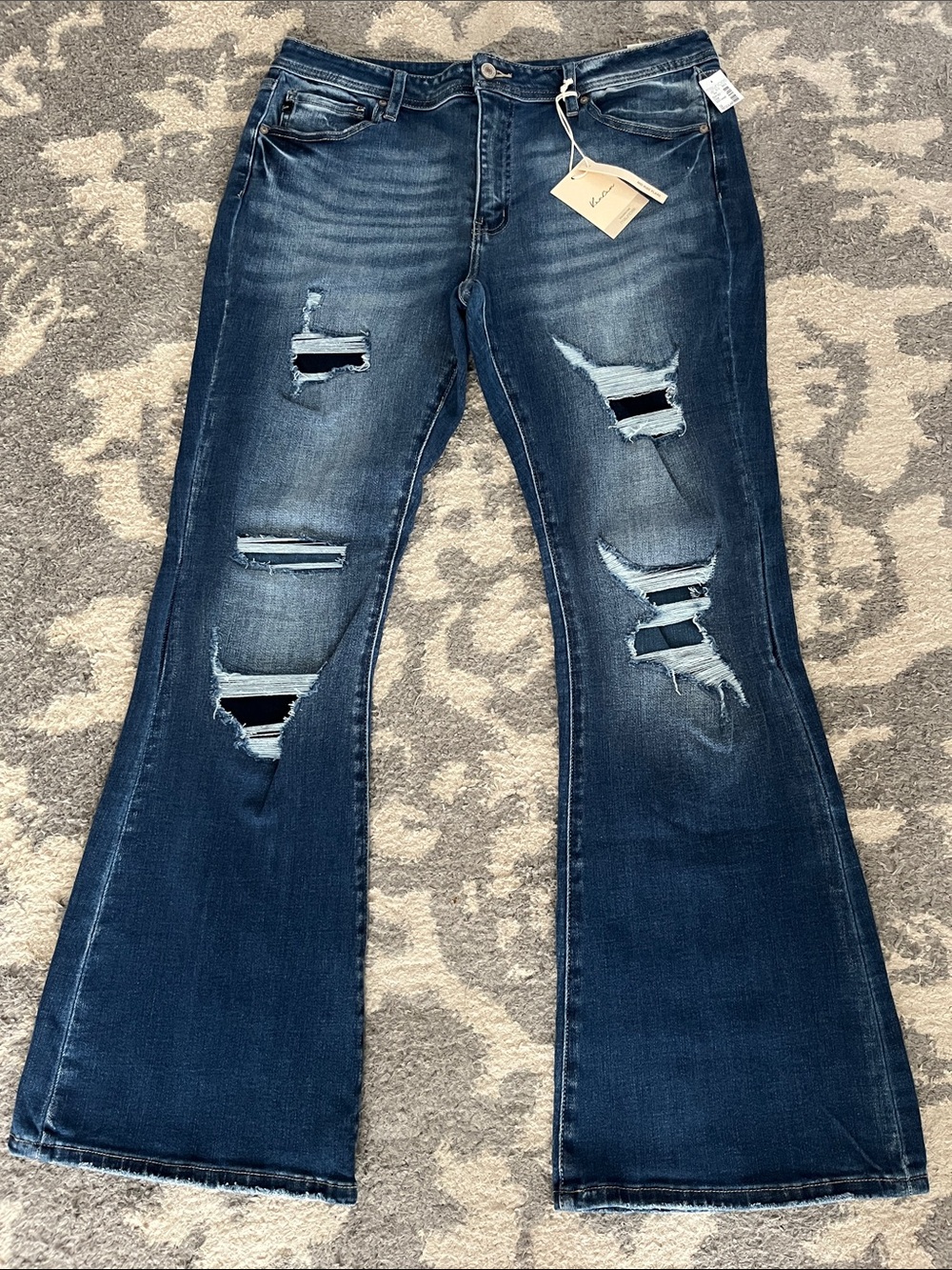 NWT KanCan Mid Rise Ripped Flare Jeans